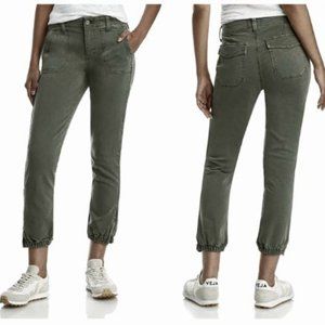PAIGE | Women's Army Green Mayslie Cropped Jogger Pants - Size 28
